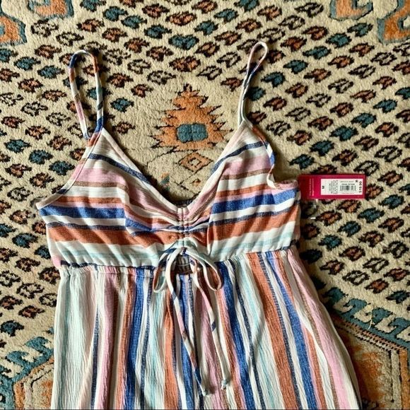 XHILARATION Striped Cropped Coverup Jumpsuit  - Picture 3 of 9